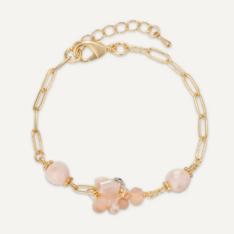 Pink Crystal Cluster Clasp Bracelet In Gold-Tone