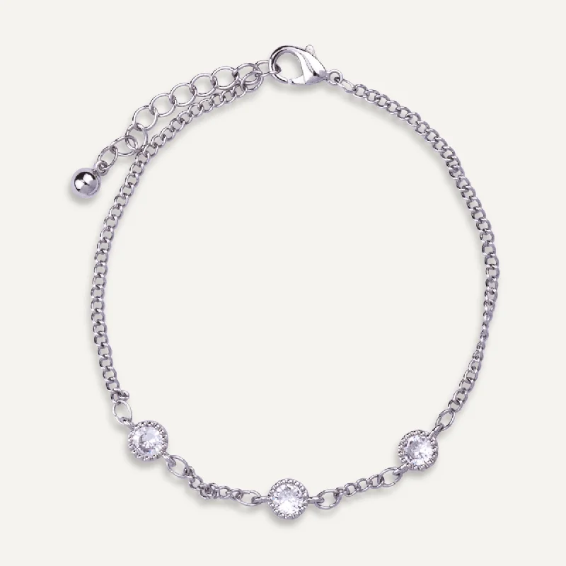 Keira Contemporary Crystal Clasp Bracelet In Silver-Tone