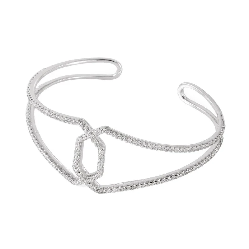 Silver 925 Rhodium Plated Bangle Bracelet - BGB00239