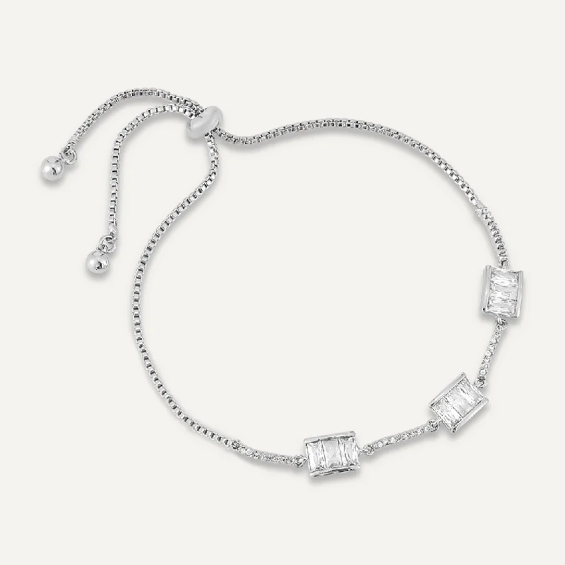 Geometric Drawstring Bracelet In Silver Tone