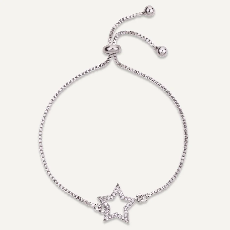 Vivienne Star Drawstring Bracelet In White Gold-Tone