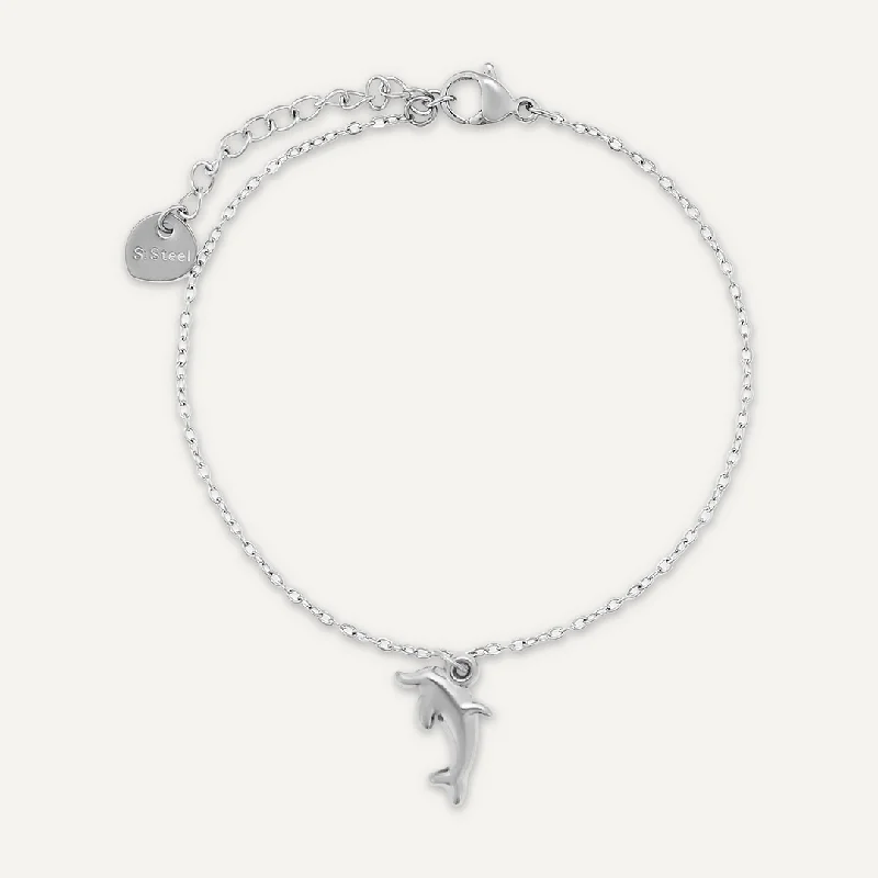 Dolphin Charm Clasp Bracelet In Silver-Tone