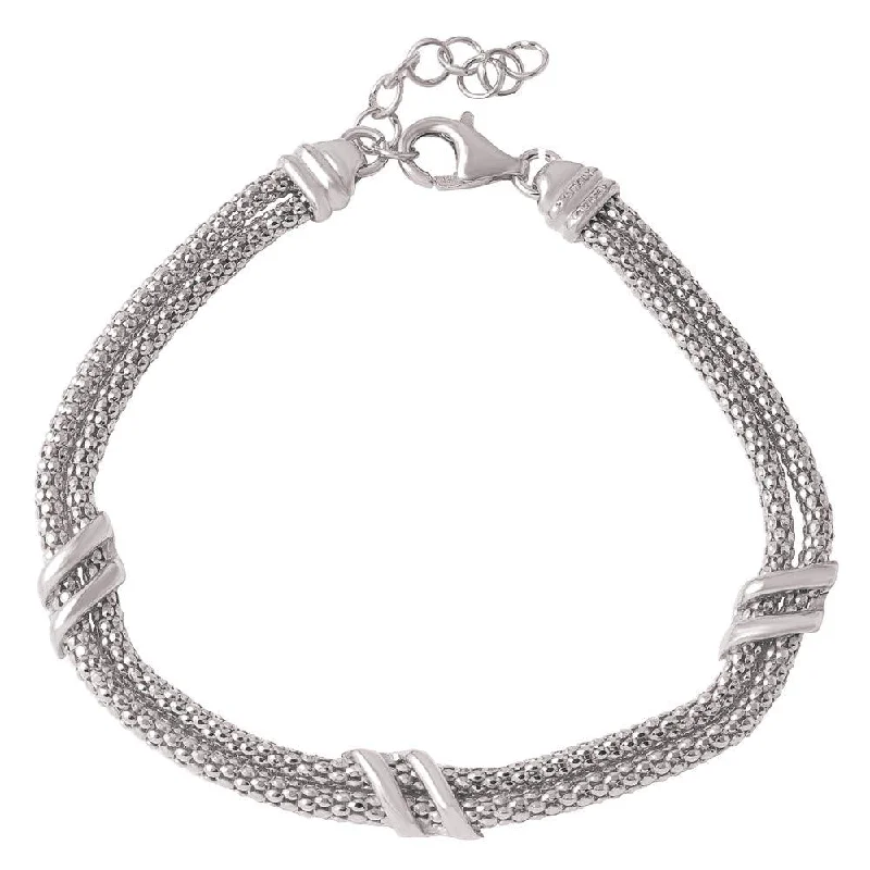 Silver 925 Rhodium Plated 6 Bar Italian Bracelets - ARB00023RH