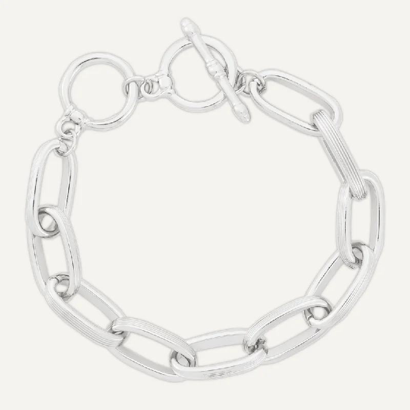 Contemporary Chain-Link Bracelet In Silver-Tone