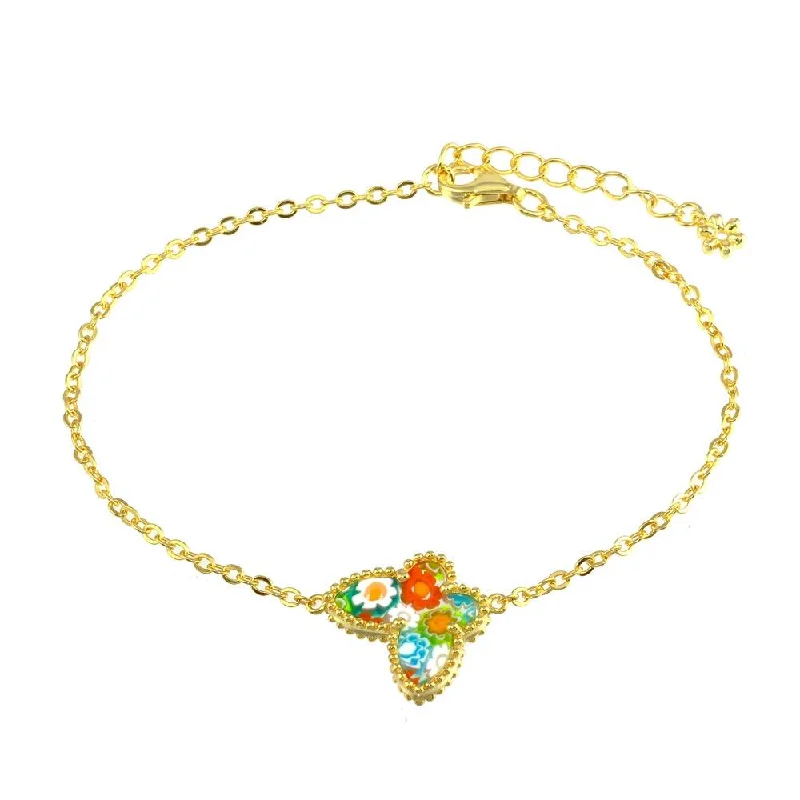 Gold Plated 925 Sterling Silver Butterfly Murano Glass Bracelet - MB00001