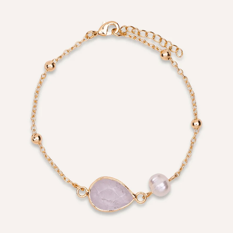 Delicate Alexandrite Pearl And Moonstone Clasp Bracelet In Gold-Tone