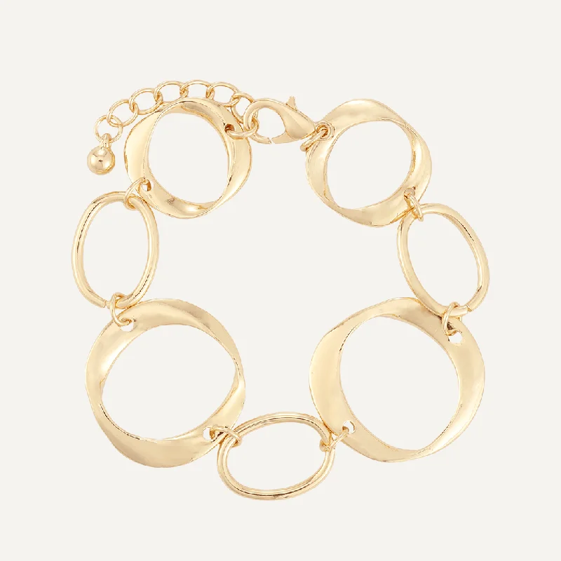 Abstract Lobster Clasp Geometric Bracelet In Gold-Tone