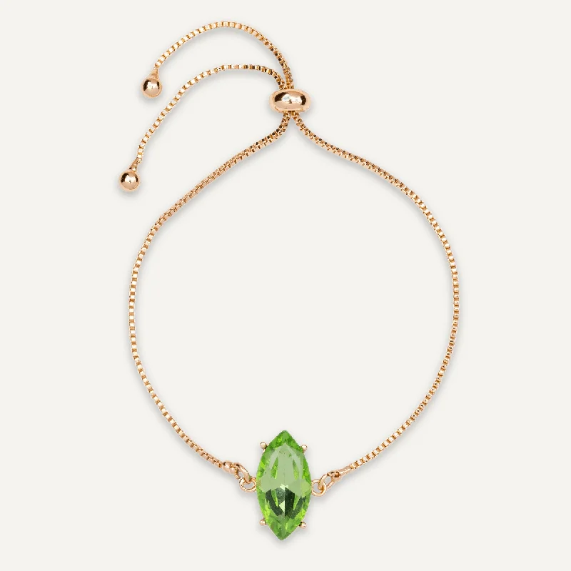 Green Crystal Drawstring Bracelet In Gold-Tone